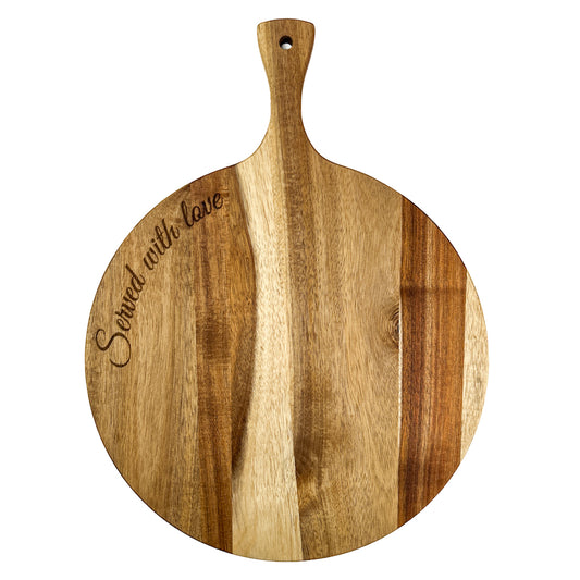 “Served with love...” Engraved Round Serving & Cutting Board – 30cm | DUNA