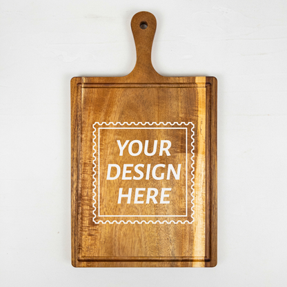 Serving Board with Handle & Juice Groove – Custom Engraved – 30×23 cm | WEST