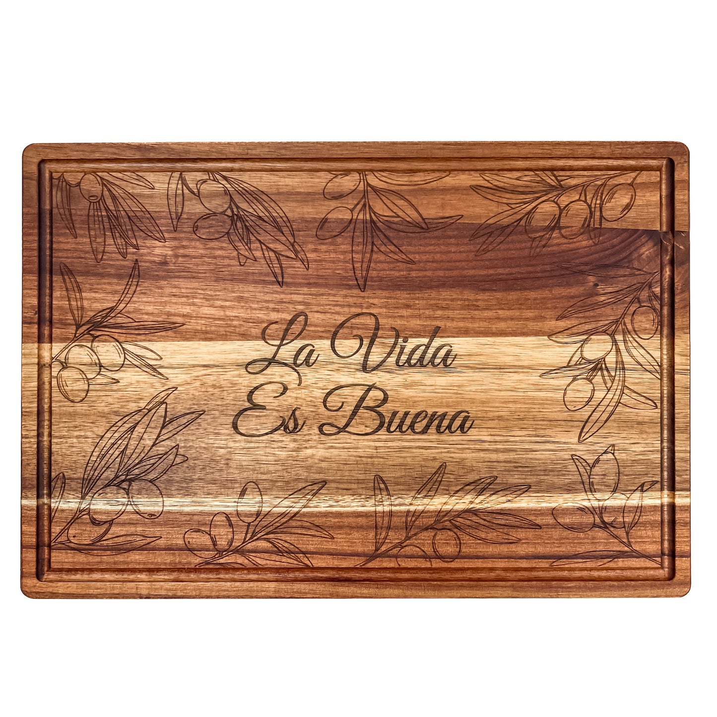 “La vida es buena” Engraved Cutting Board with Juice Groove  – 38×26 cm | TESS