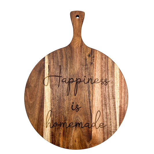 "Happiness Is Homemade” Engraved Round Serving & Cutting Board – 30cm | DUNA
